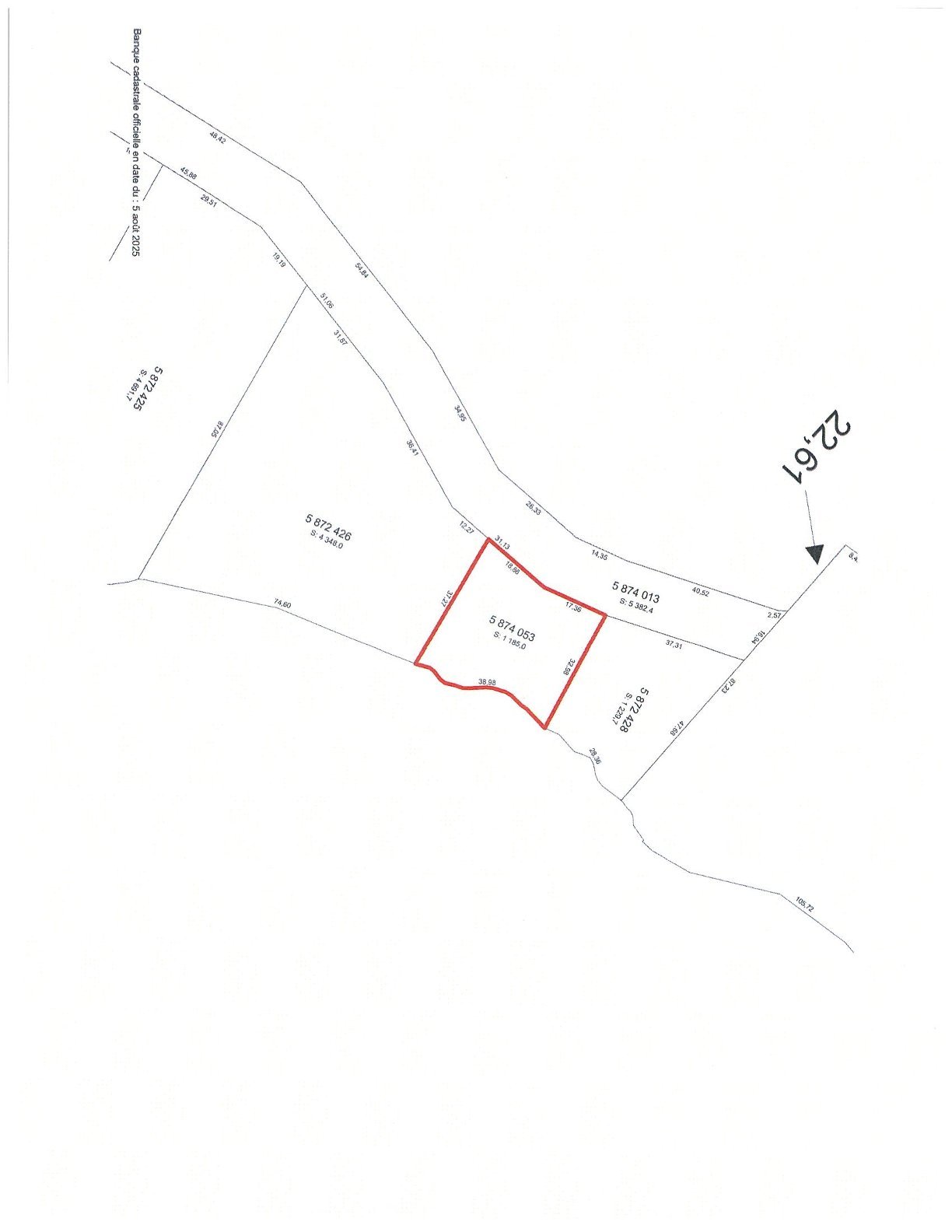 Plan (croquis) - Lot pour l'accès au lac