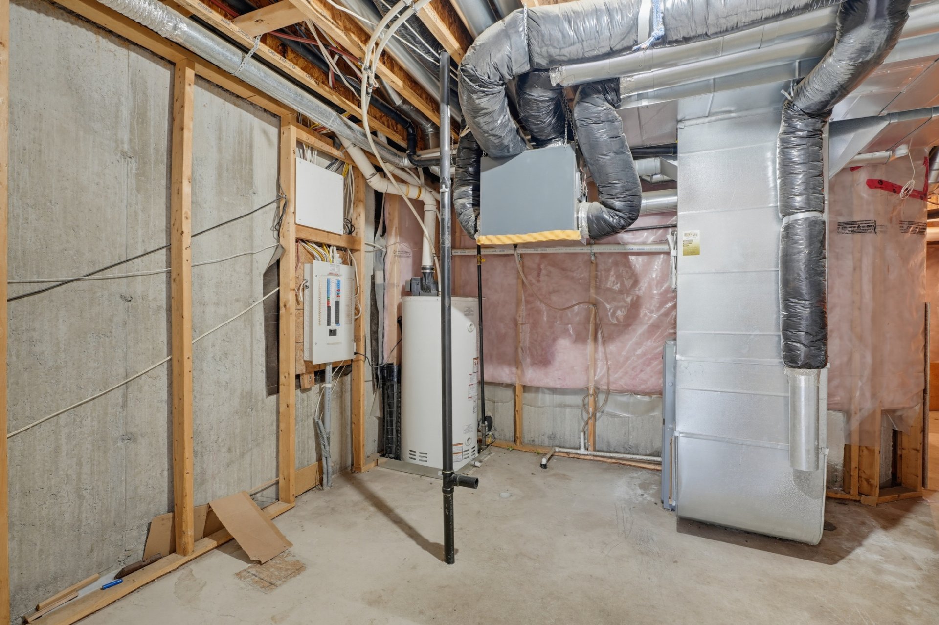 Utility room and roughing for bathroom
