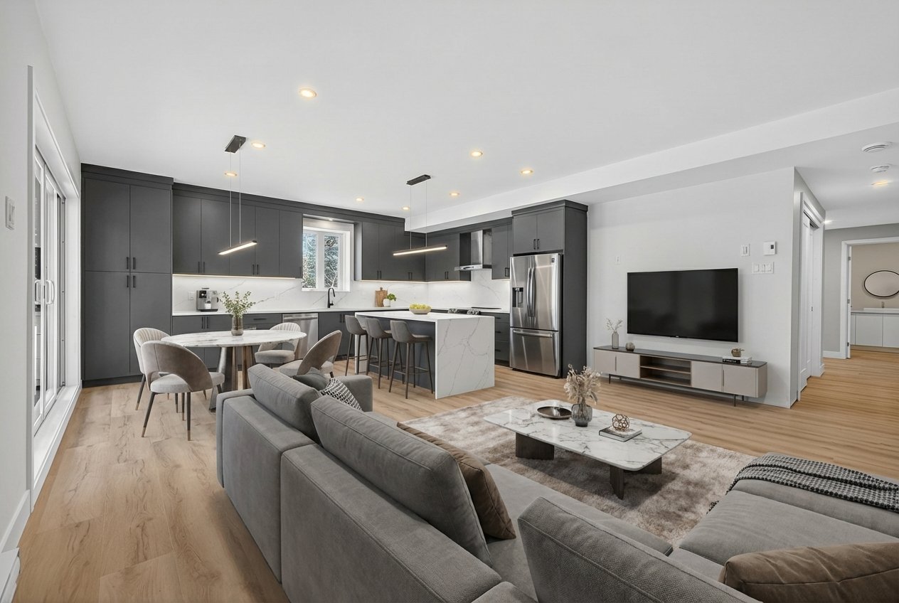 Family room - Virtual staging for illustrative purposes only.