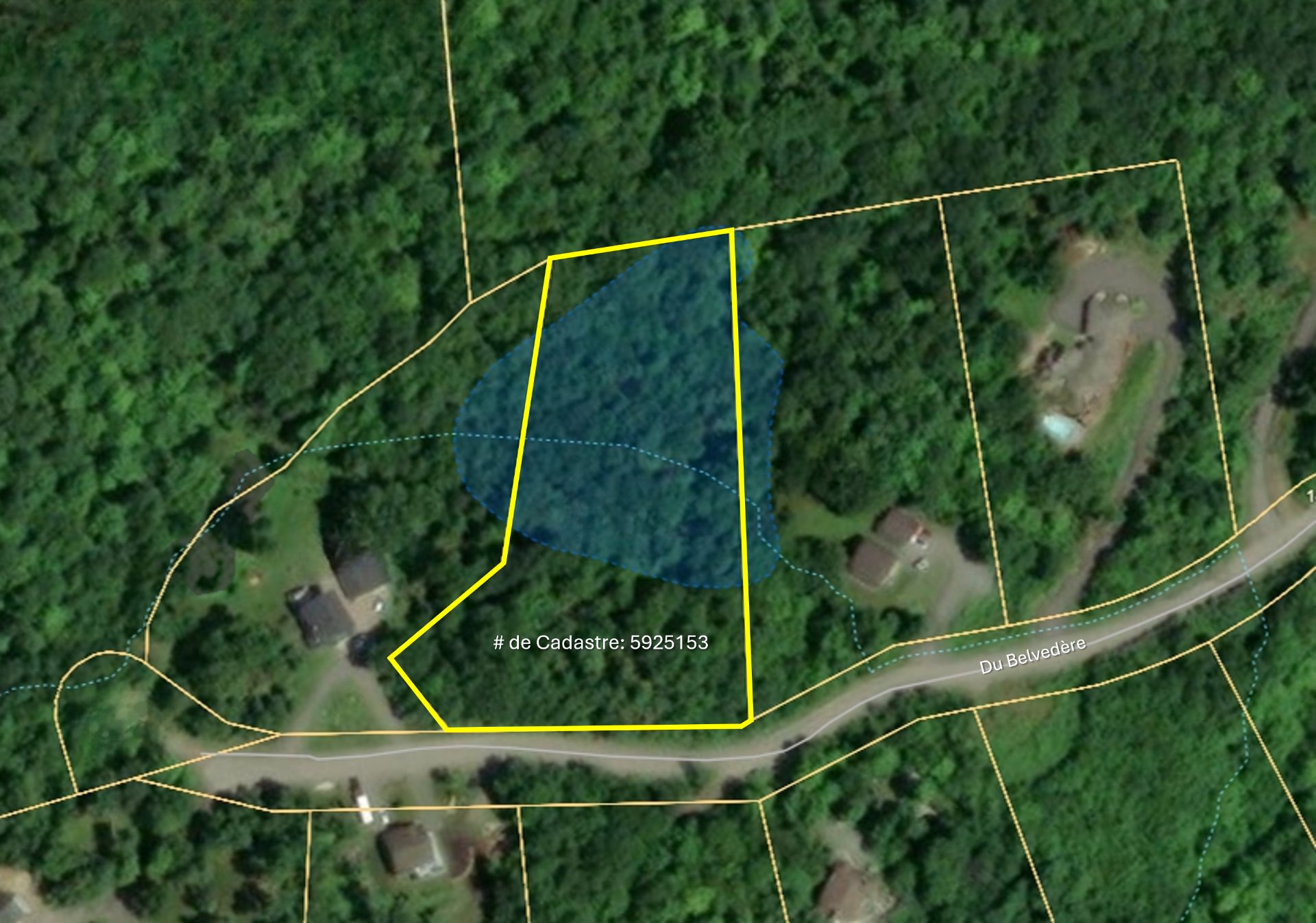 Aerial photo - Lot with wetlands at back of property as per town.