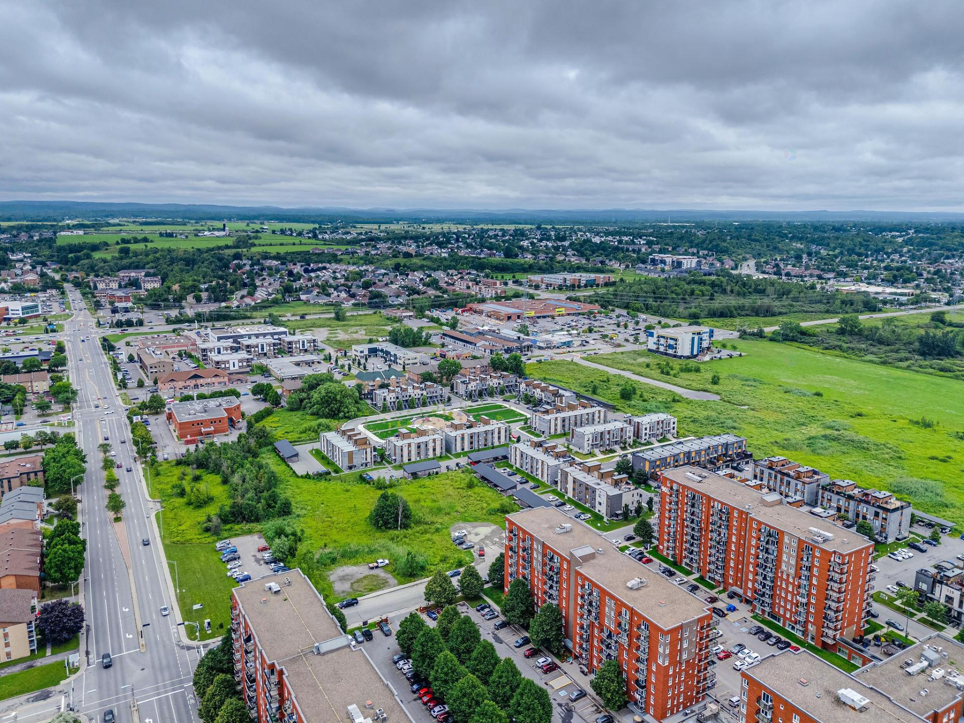 Vue aérienne du quartier et des environs