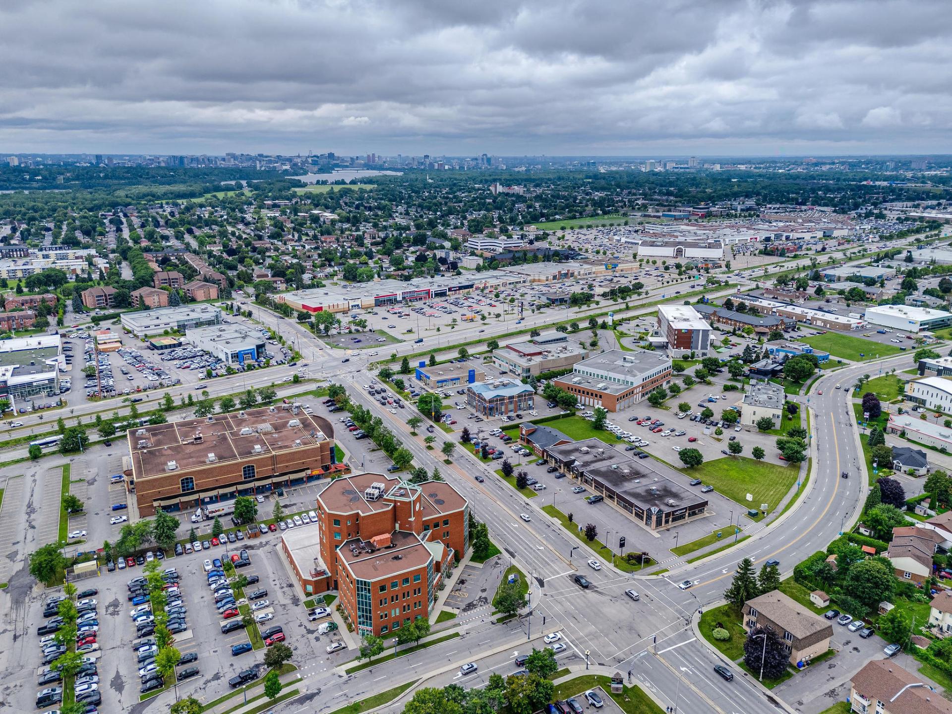 Vue aérienne du quartier et des environs