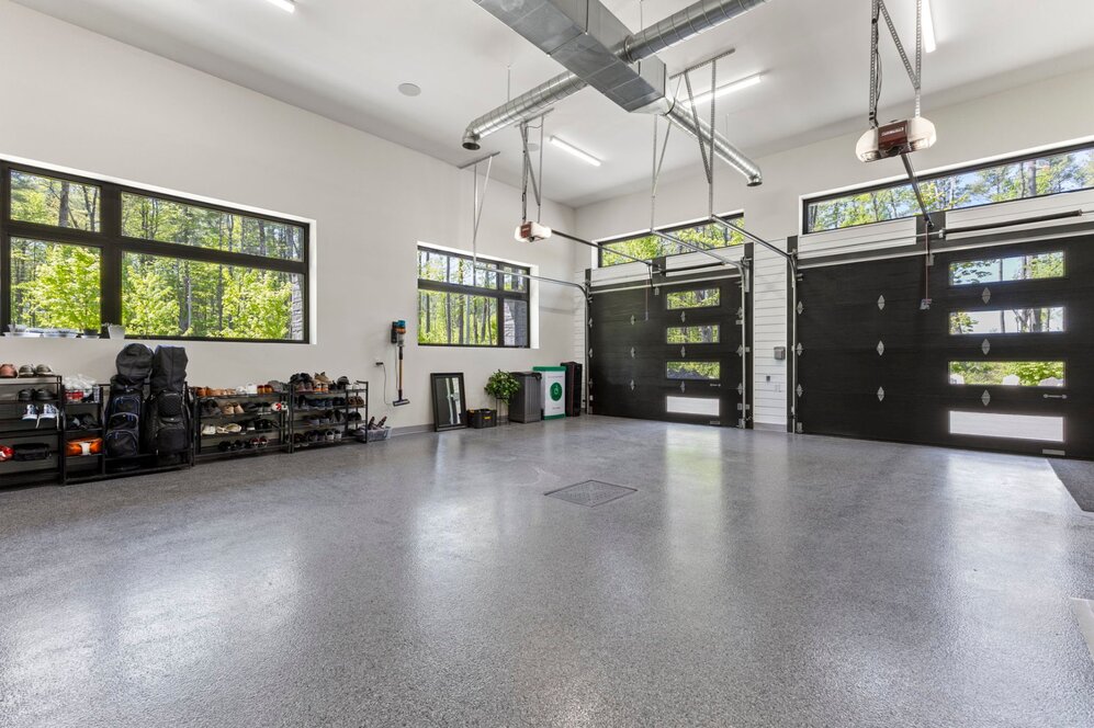 Garage - Heated double attached garage with high-end speake