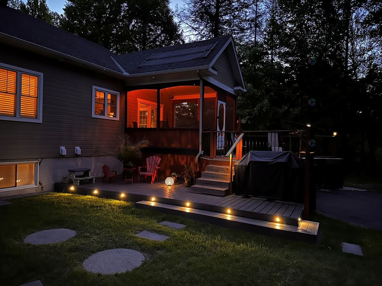 Night picture of the patio and veranda