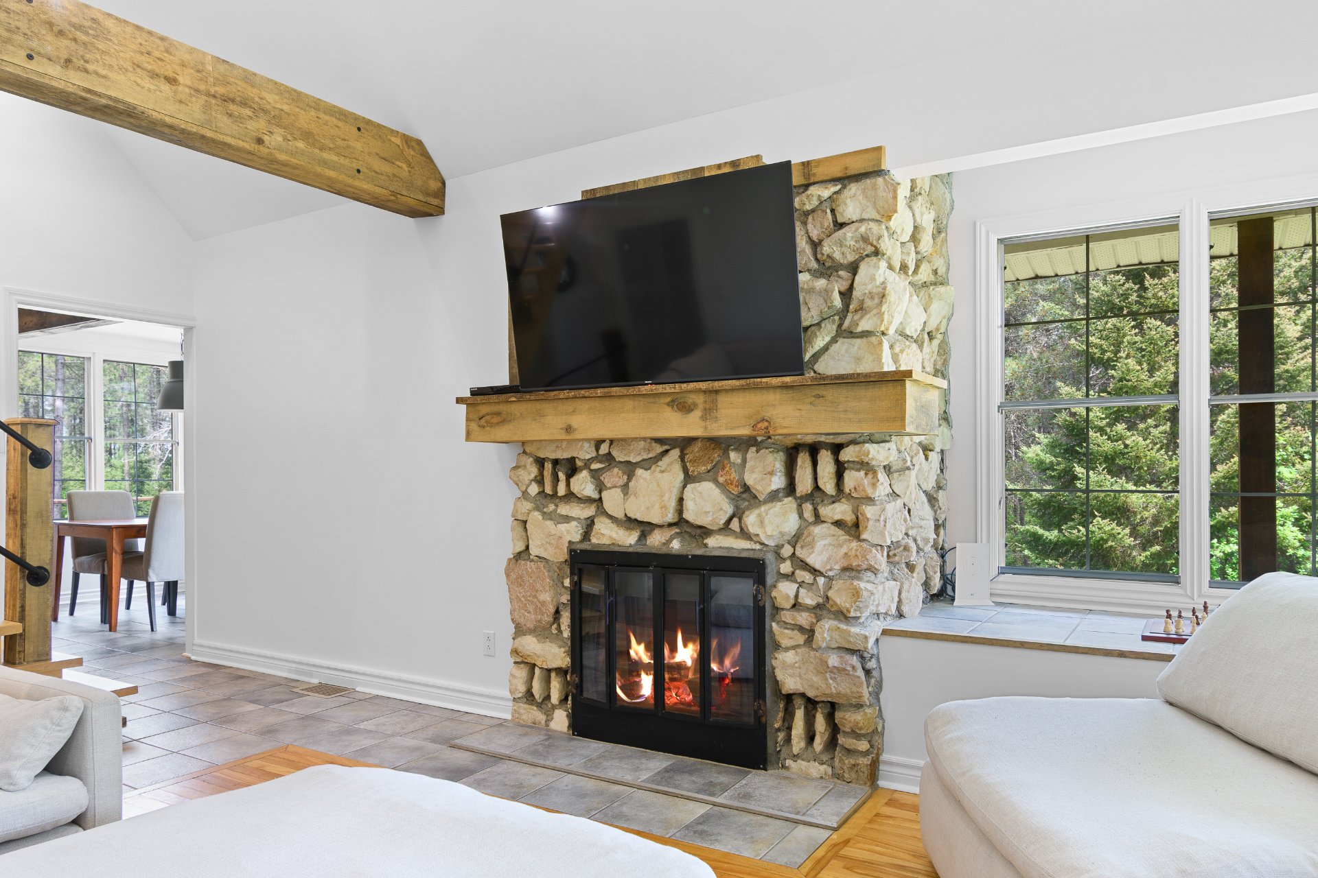 Living room - Wood fireplace