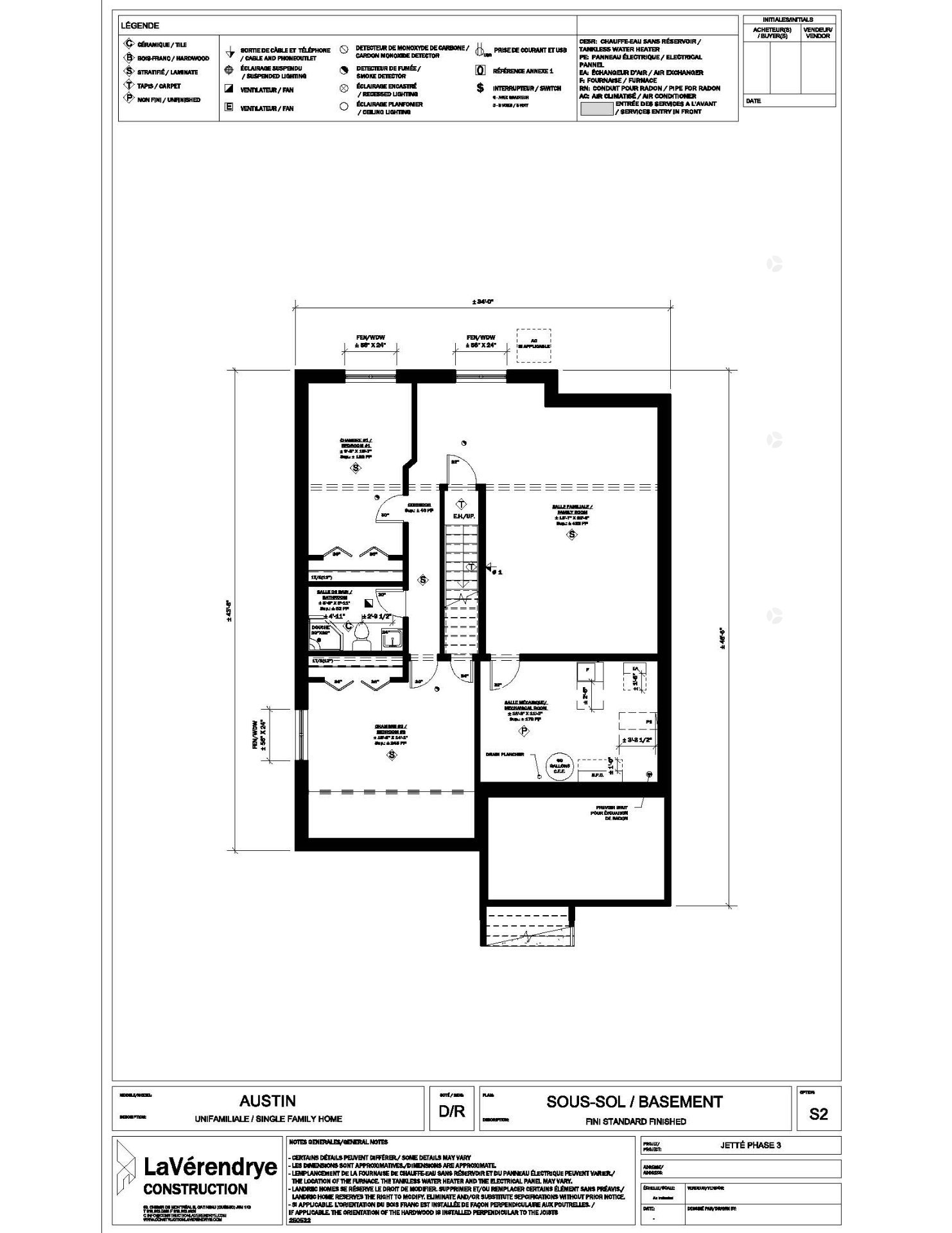 Finished basement available as an option